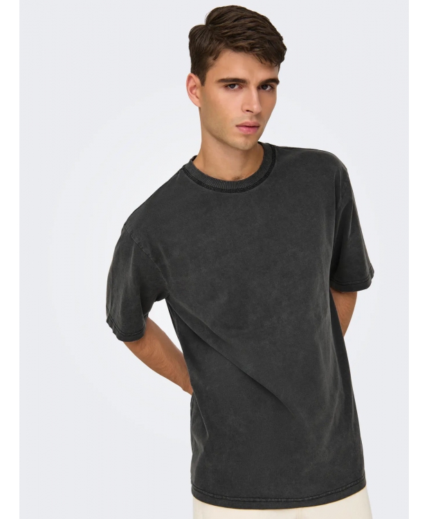 ONLY & SONS DISTRESS t-shirt i sort til herre billede 6