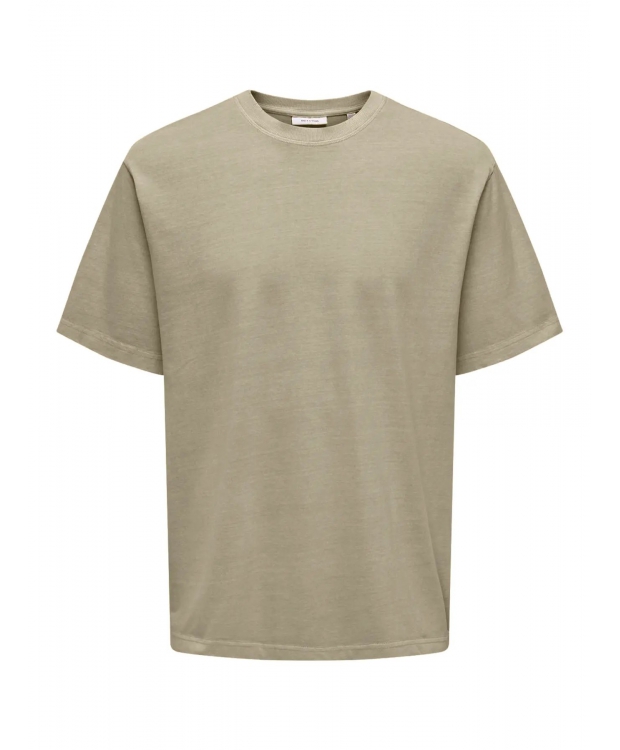 ONLY & SONS DISTRESS t-shirt i sand til herre billede 1