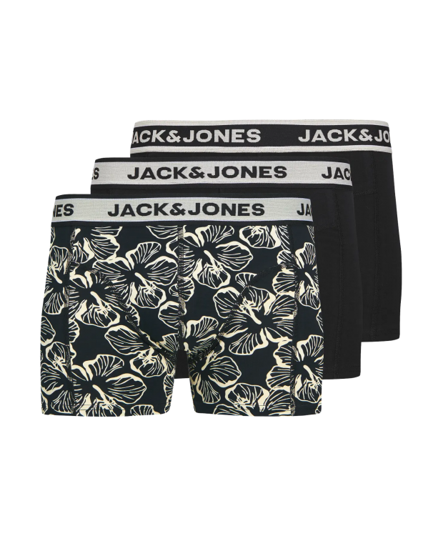 Jack & Jones 3pak sort og hvid boksershorts med simpelt mønster til herre billede 1