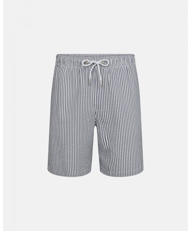 JBS of Denmark "Seersucker" stribet shorts i blå og hvid til herre billede 1