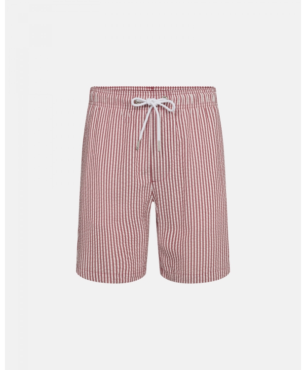 JBS of Denmark "Seersucker" stribet shorts i rød og hvid til herre billede 1