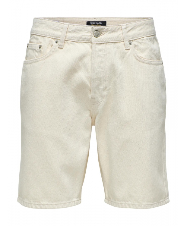 ONLY & SONS Denimshorts i cremet hvid til herre billede 4