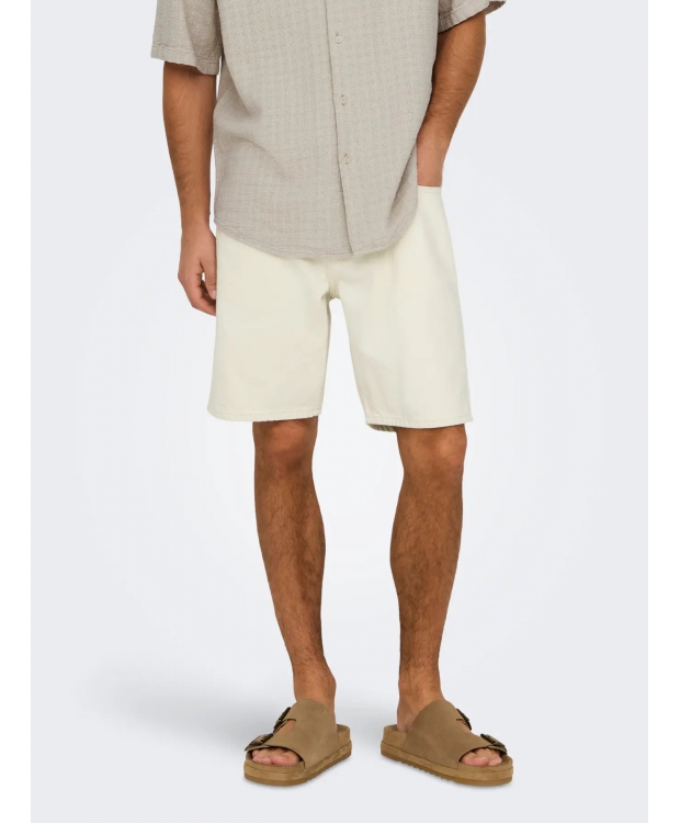 ONLY & SONS Denimshorts i cremet hvid til herre billede 2