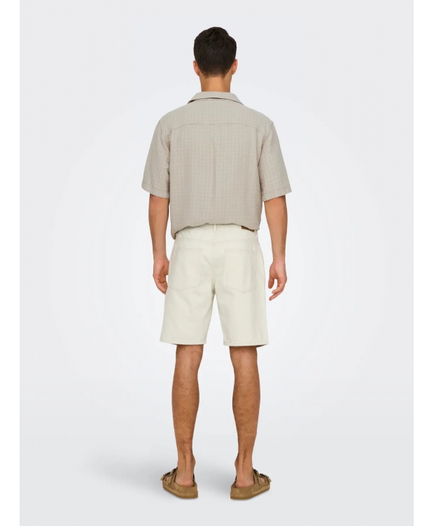 ONLY & SONS Denimshorts i cremet hvid til herre billede 3