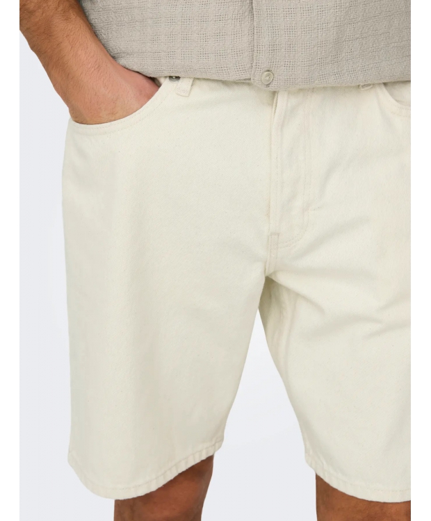 ONLY & SONS Denimshorts i cremet hvid til herre billede 6