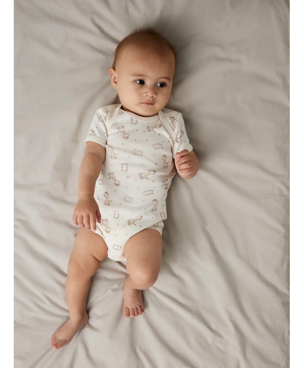 Name It 3-pak bodystockings i beige og hvid med giraffer til baby billede 3