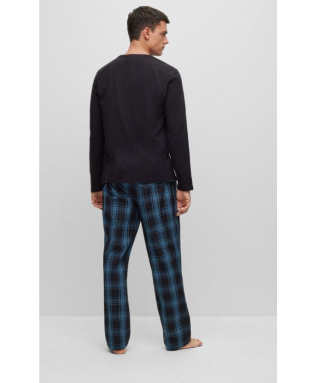 BOSS pyjamassæt i sort & mørkeblå til herre - OUTLET billede 4