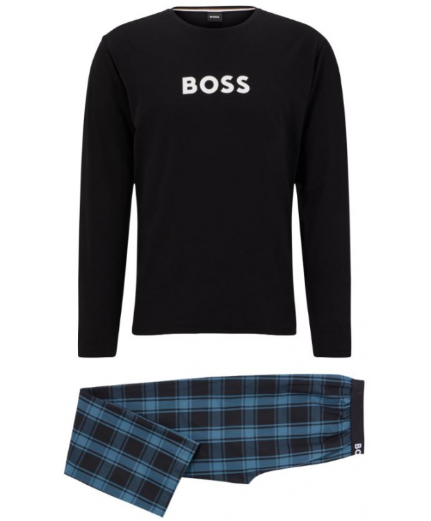 BOSS pyjamassæt i sort & mørkeblå til herre - OUTLET billede 1