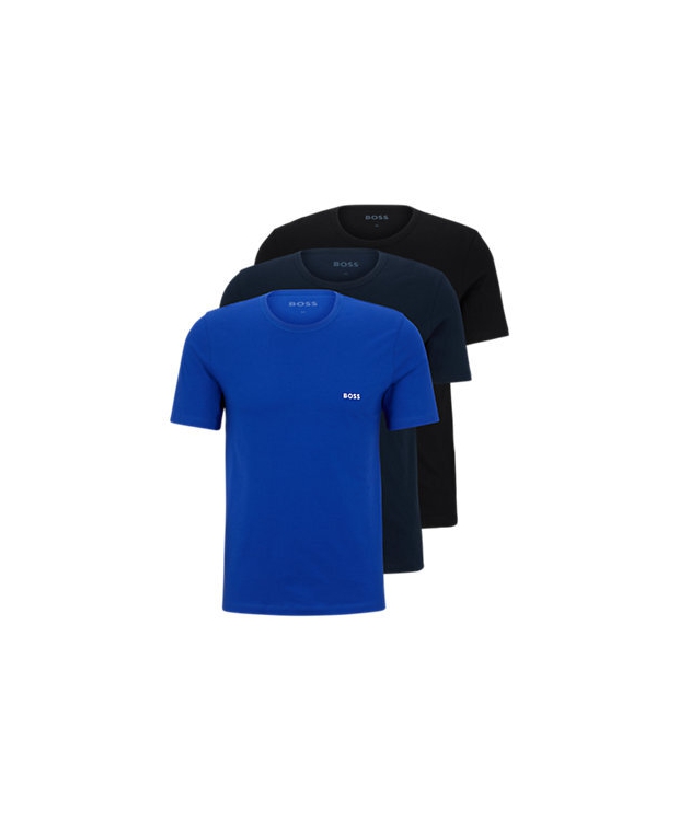 BOSS 3pak t-shirts med økologisk bomuld i sort og blå til herre billede 1