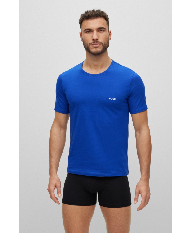 BOSS 3pak t-shirts med økologisk bomuld i sort og blå til herre billede 2