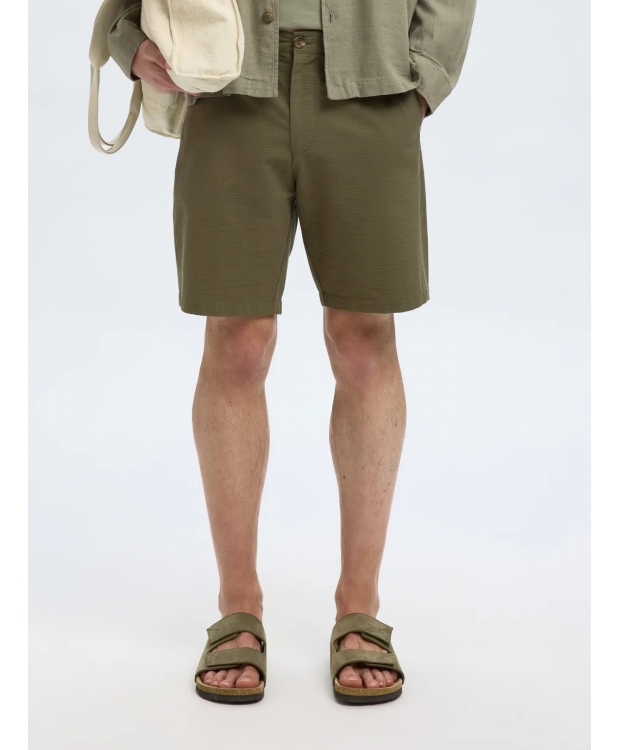 Selected Seersucker Shorts i grøn til herre - OUTLET billede 1