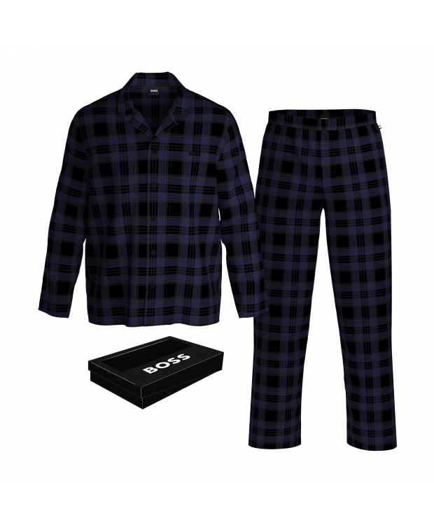 BOSS pyjamassæt i navy med ternet mønster til herre billede 1