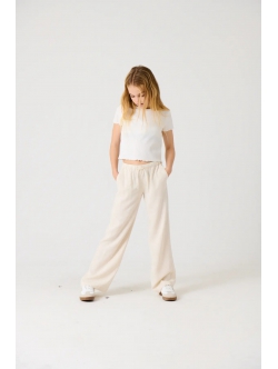 KIDS ONLY Linen bukser straight fit i beige til piger