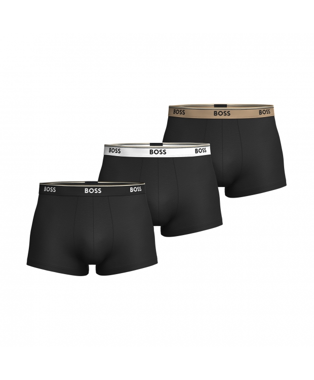 BOSS 3pak underbukser/trunks i sort, brun og hvid  til herre. billede 1