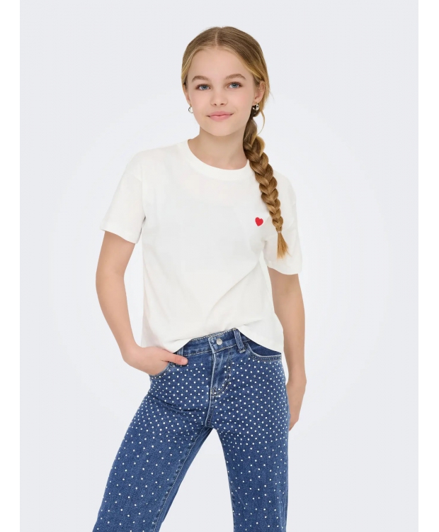 KIDS ONLY top i off-white med rødt hjerte til piger billede 1