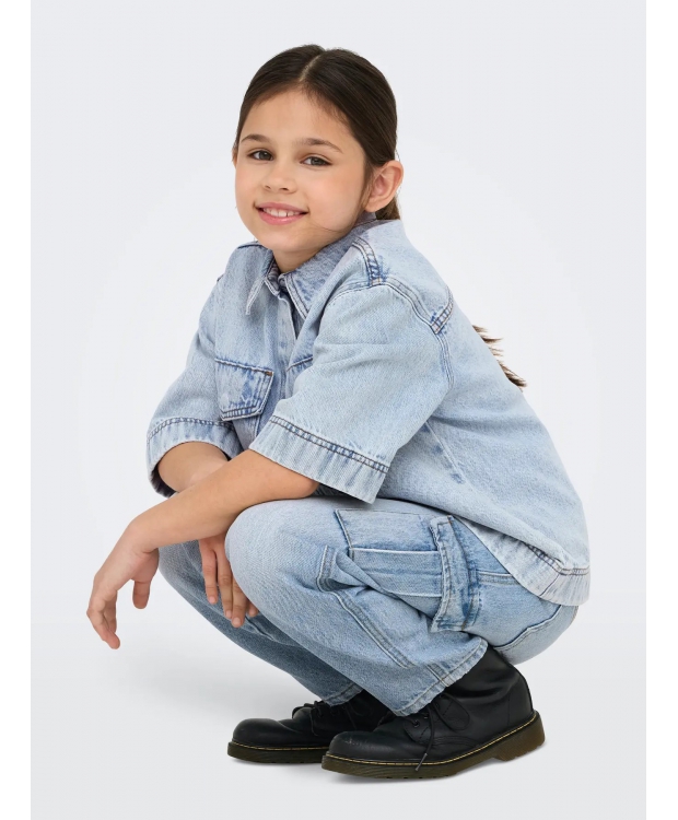 KIDS ONLY denim bukser bred pasform i light blue til piger billede 4