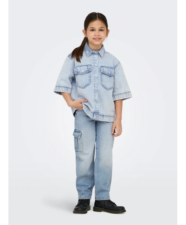 KIDS ONLY denim bukser bred pasform i light blue til piger billede 2