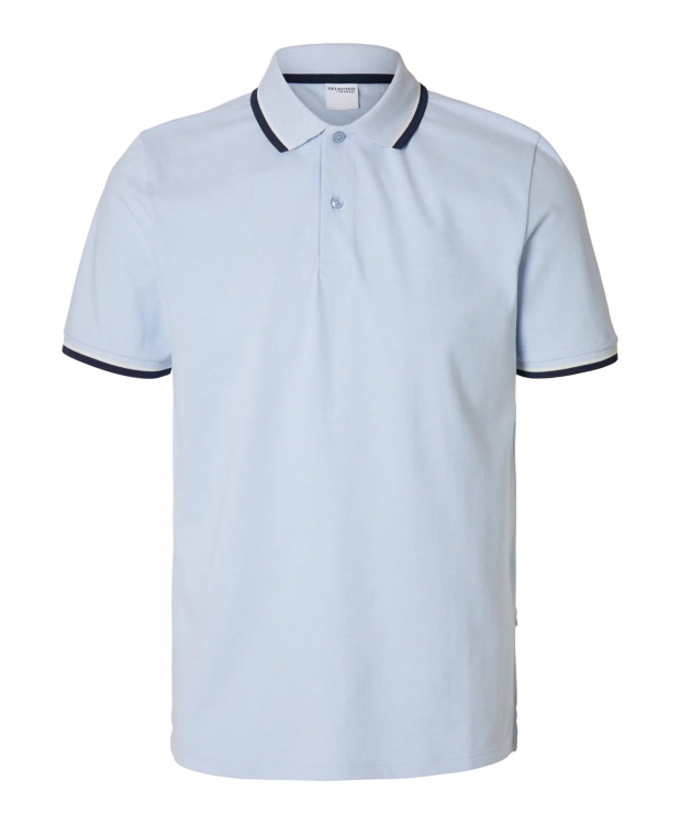 Selected kortærmet Atlas polo i lys blå til herre - OUTLET billede 6