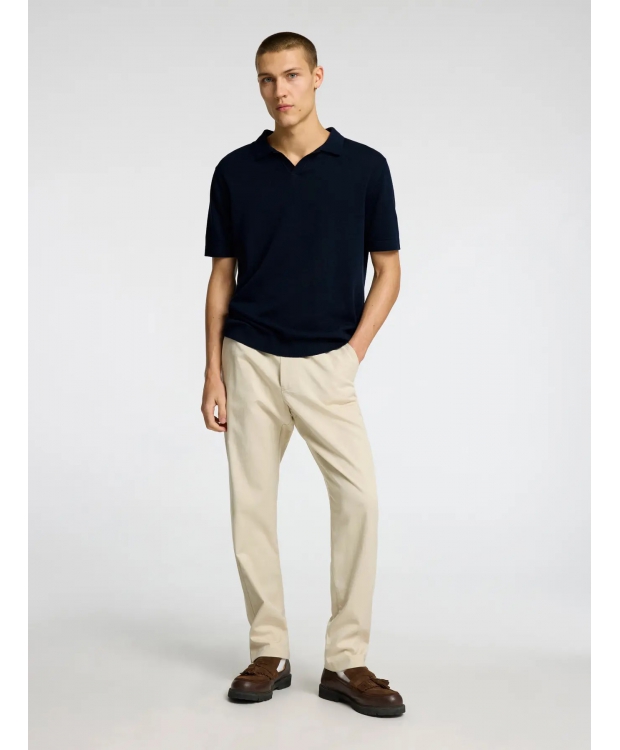 Selected strikket pullover polo i navy til herre - OUTLET billede 2
