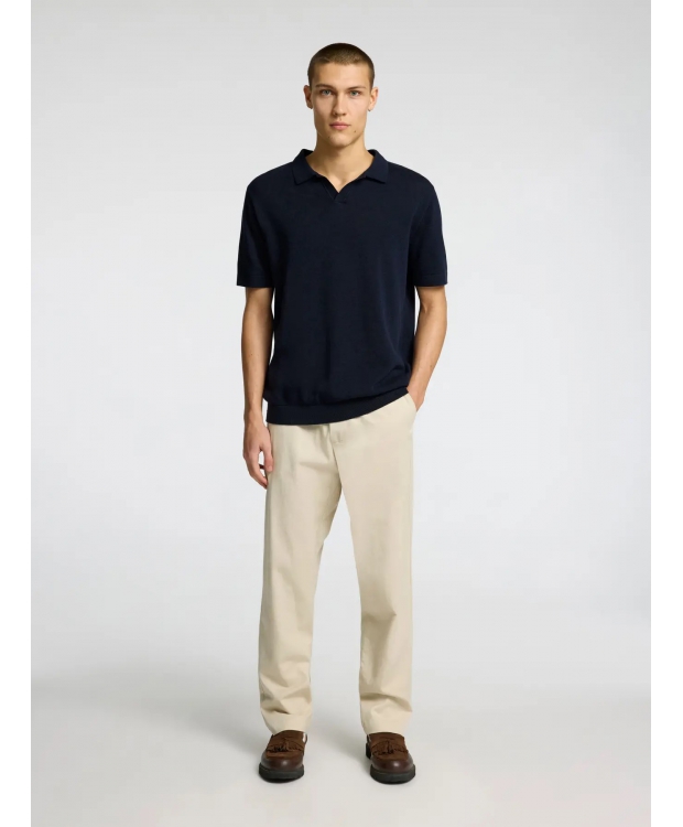 Selected strikket pullover polo i navy til herre - OUTLET billede 4