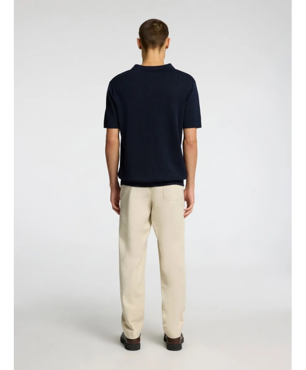 Selected strikket pullover polo i navy til herre - OUTLET billede 5