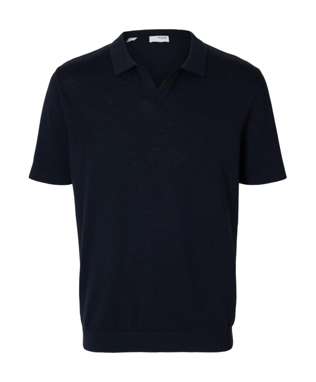 Selected strikket pullover polo i navy til herre - OUTLET billede 6