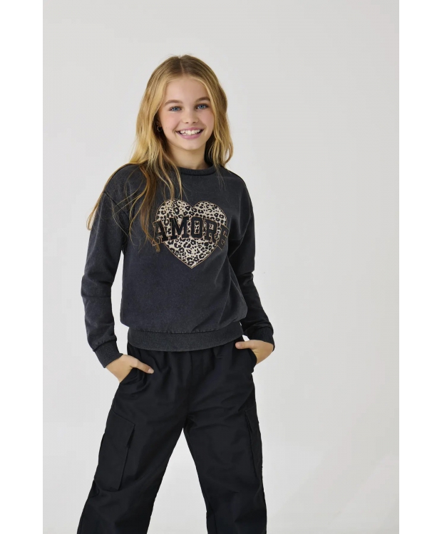 KIDS ONLY KOGRUNA sweatshirt i mørkegrå til piger billede 1