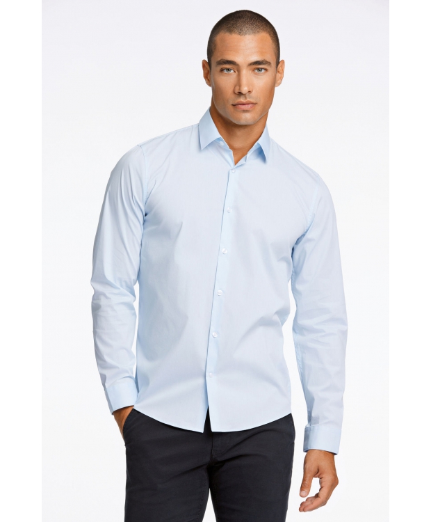Lindbergh Superflex poplinskjorte med lange ærmer i LT blue til herre billede 3