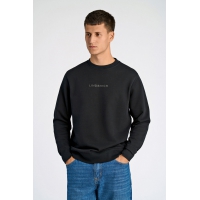 Lindbergh Sort sweatshirt med logoprint og O-hals i sort til herre