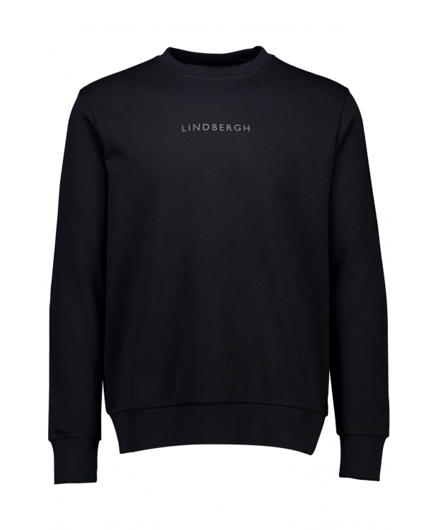 Lindbergh Sort sweatshirt med logoprint og O-hals i sort til herre billede 1