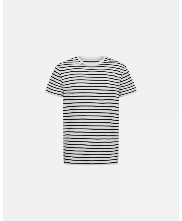 Resteröds bambus-T-shirt i hvid med sorte striber til herre billede 1
