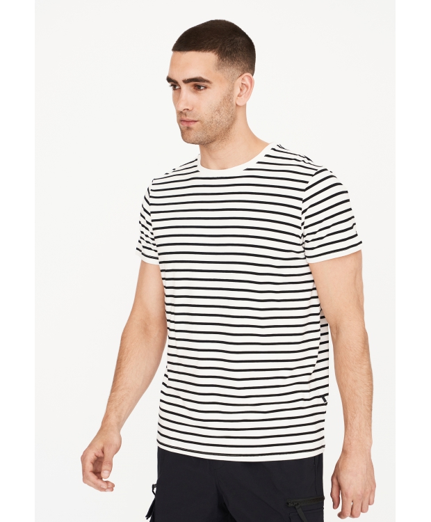 Resteröds bambus-T-shirt i hvid med sorte striber til herre billede 2