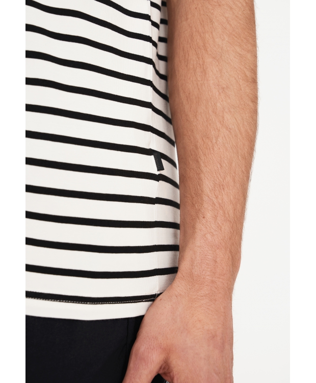 Resteröds bambus-T-shirt i hvid med sorte striber til herre billede 5
