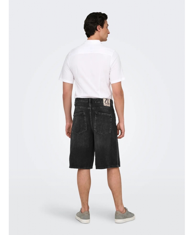 ONLY & SONS Denimshorts i sort til herre billede 3