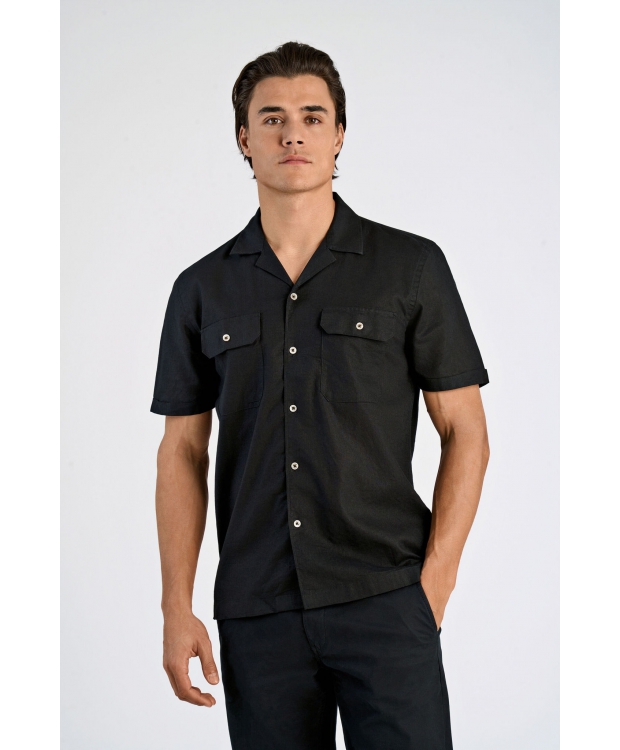 Lindbergh resort-skjorte med korte ærmer i sort til herre billede 2
