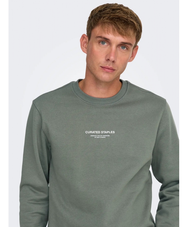 ONLY & SONS sweatshirt med rund hals i Castor-grå til herre billede 4
