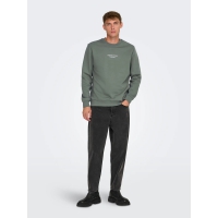 ONLY & SONS sweatshirt med rund hals i Castor-grå til herre