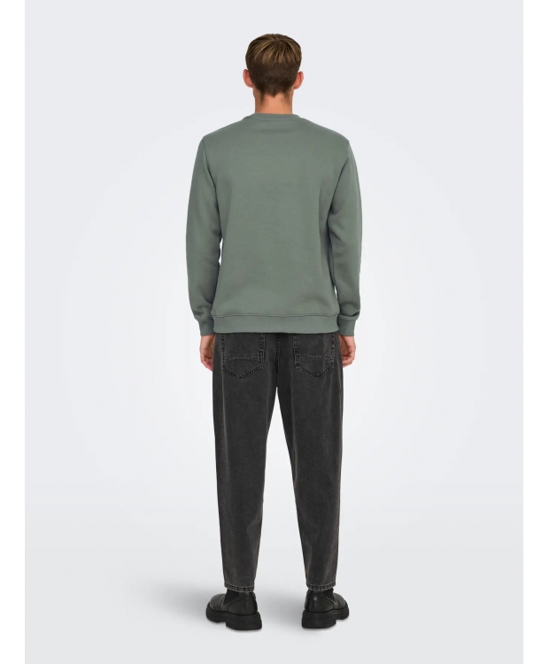 ONLY & SONS sweatshirt med rund hals i Castor-grå til herre billede 3