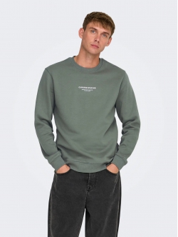 ONLY & SONS sweatshirt med rund hals i Castor-grå til herre