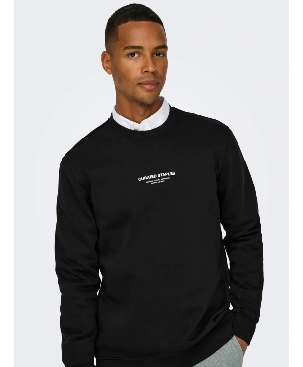ONLY & SONS sweatshirt med rund hals i sort til herre billede 2