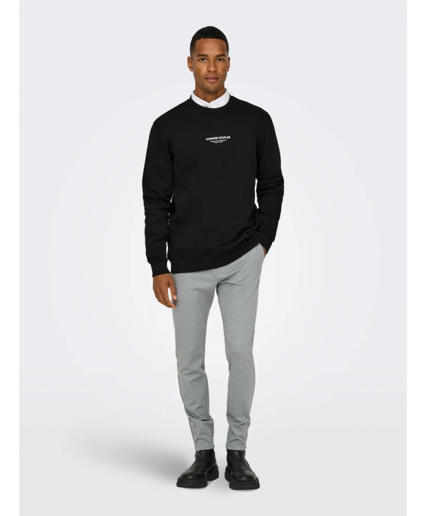 ONLY & SONS sweatshirt med rund hals i sort til herre billede 3