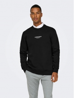 ONLY & SONS sweatshirt med rund hals i sort til herre