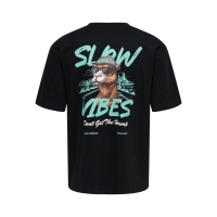 ONLY & SONS t-shirt med Slow Vibes print i sort til herre