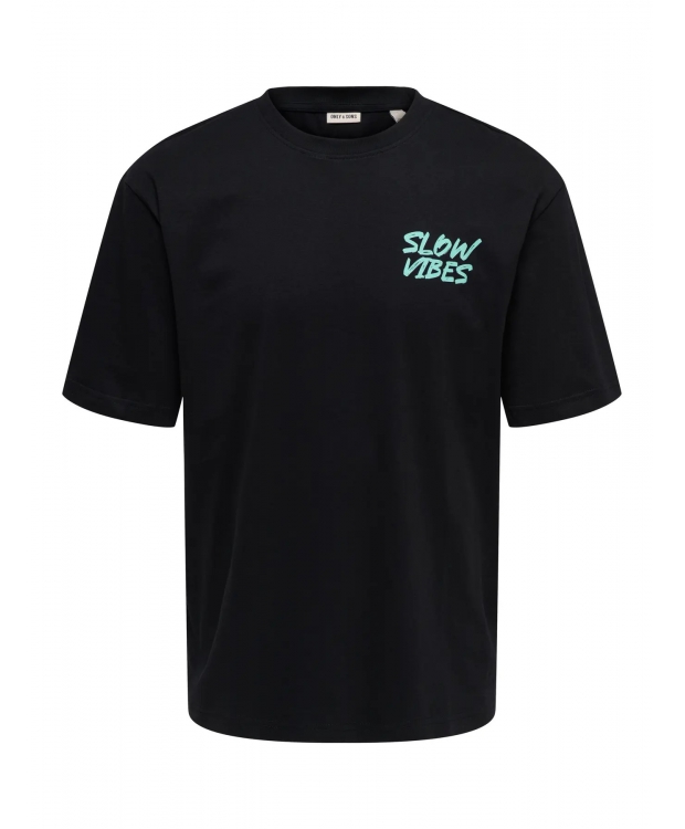 ONLY & SONS t-shirt med Slow Vibes print i sort til herre billede 1