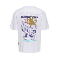 ONLY & SONS t-shirt med Chinatown Noodles print i hvid til herre