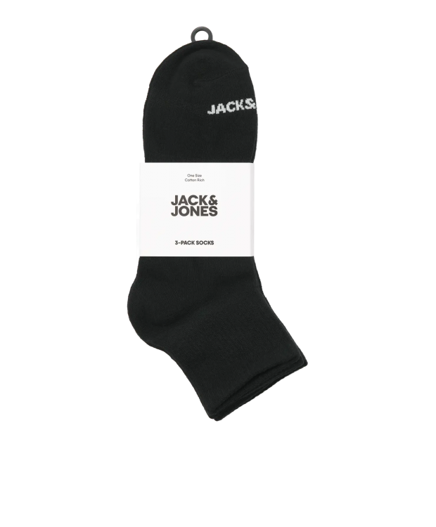 Jack & Jones 3-pak korte tennisstrømper i sort til herre billede 2