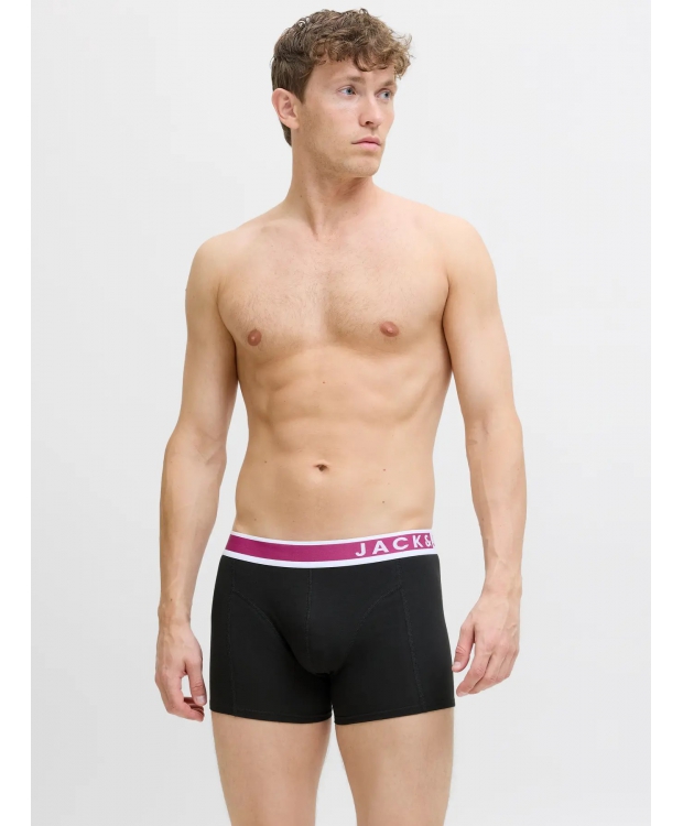 Jack & Jones 3-pak underbukser i sort med farvet elastik til herre billede 1