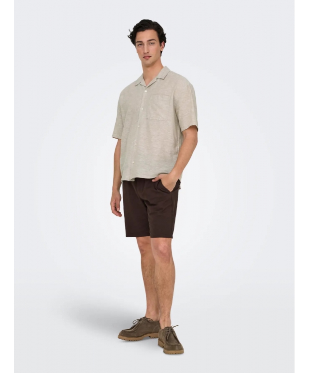 ONLY & SONS kortærmet skjorte i beige til herre billede 3