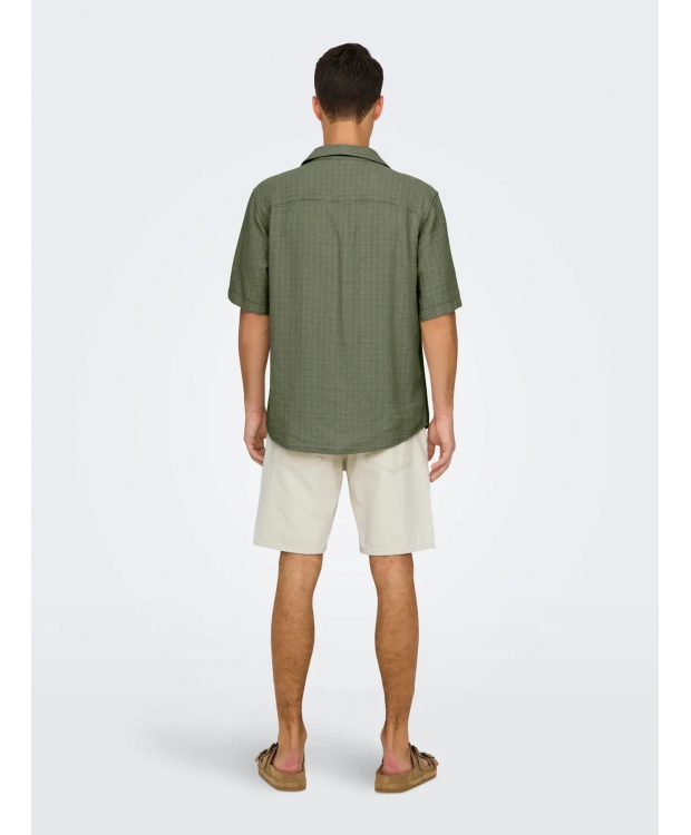ONLY & SONS olivenfarvet T-shirt skjorte til herre billede 2