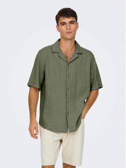 ONLY & SONS olivenfarvet T-shirt skjorte til herre